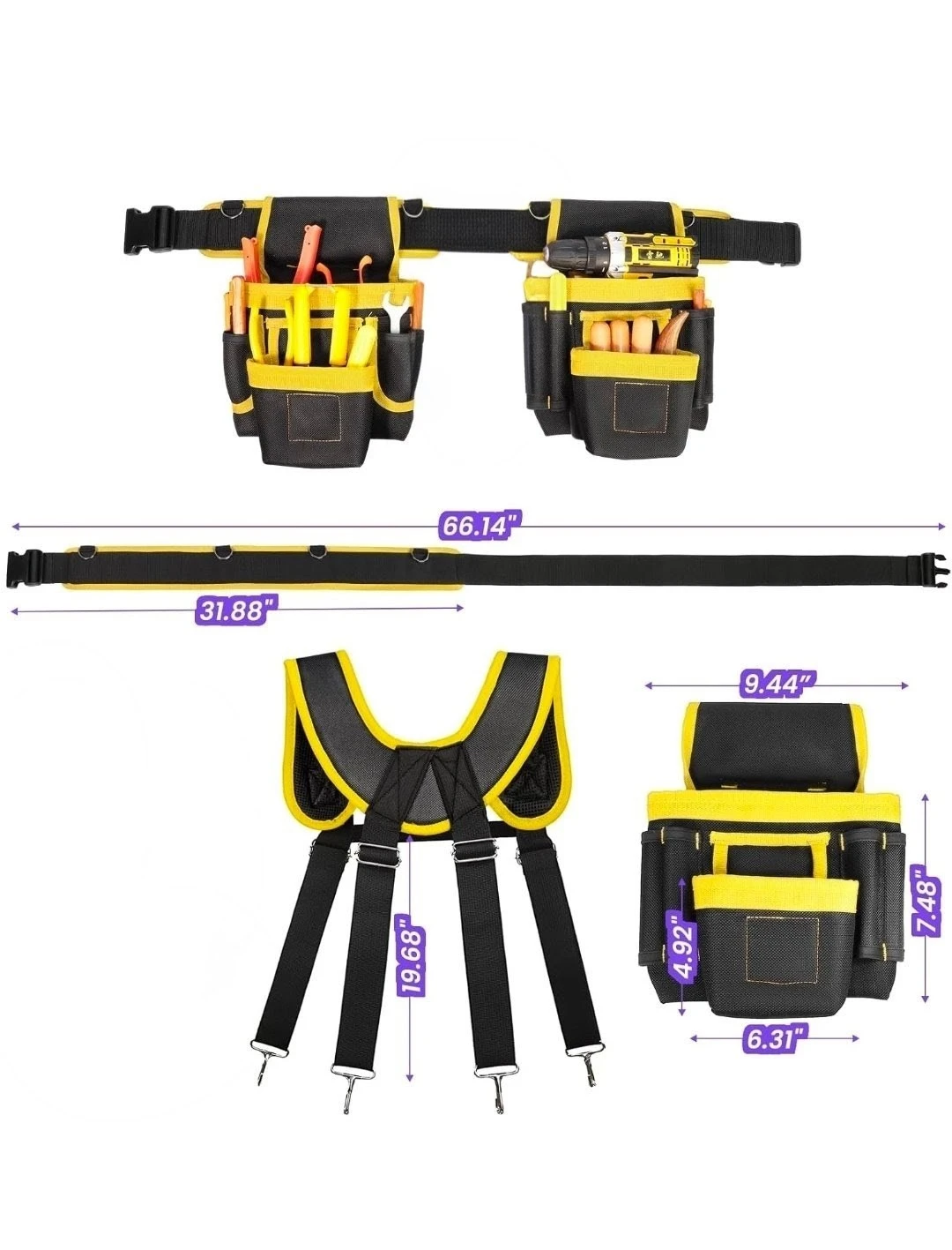 NEW Tool Pouch Tool Belt with Suspenders, Magnetic Tool Pouch - photo 3