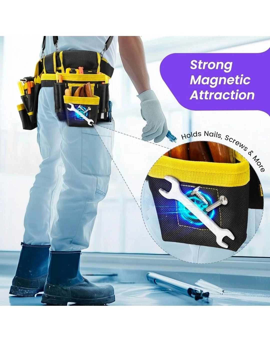 NEW Tool Pouch Tool Belt with Suspenders, Magnetic Tool Pouch - photo 4