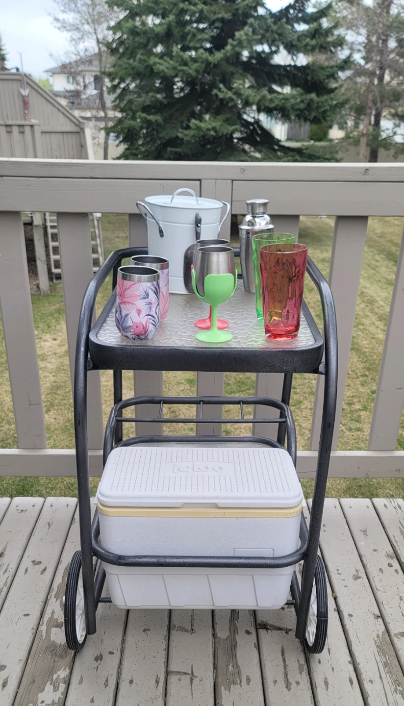 Grey 2-tier Bar/Serving cart with Igloo Cooler - photo 4