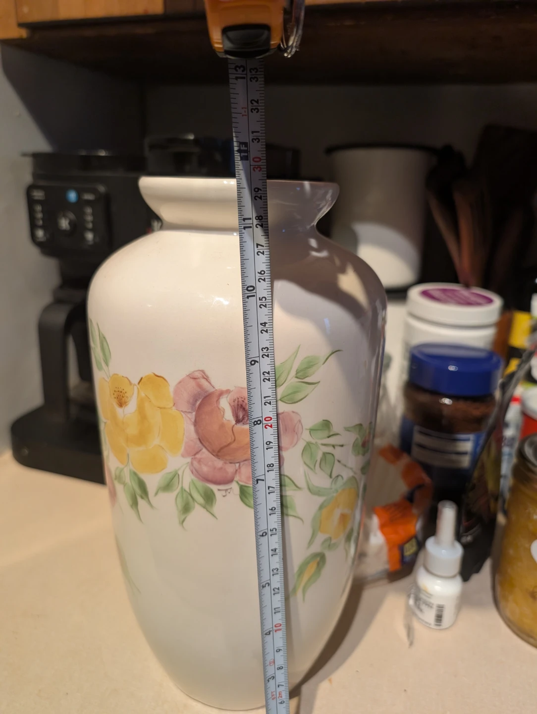 White Ceramic Vase with Floral Design - photo 2