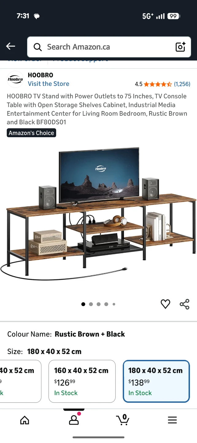 HOOBRO TV Stand Rustic Brown & Black - photo 3
