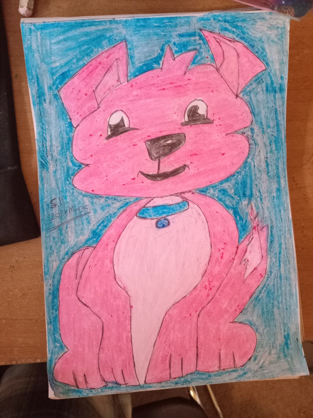 Blue Background: Pink Dog by Custom Artist Sherwin - photo 2