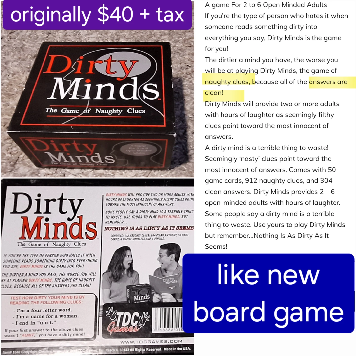 Dirty Minds game - like new board game - photo 2