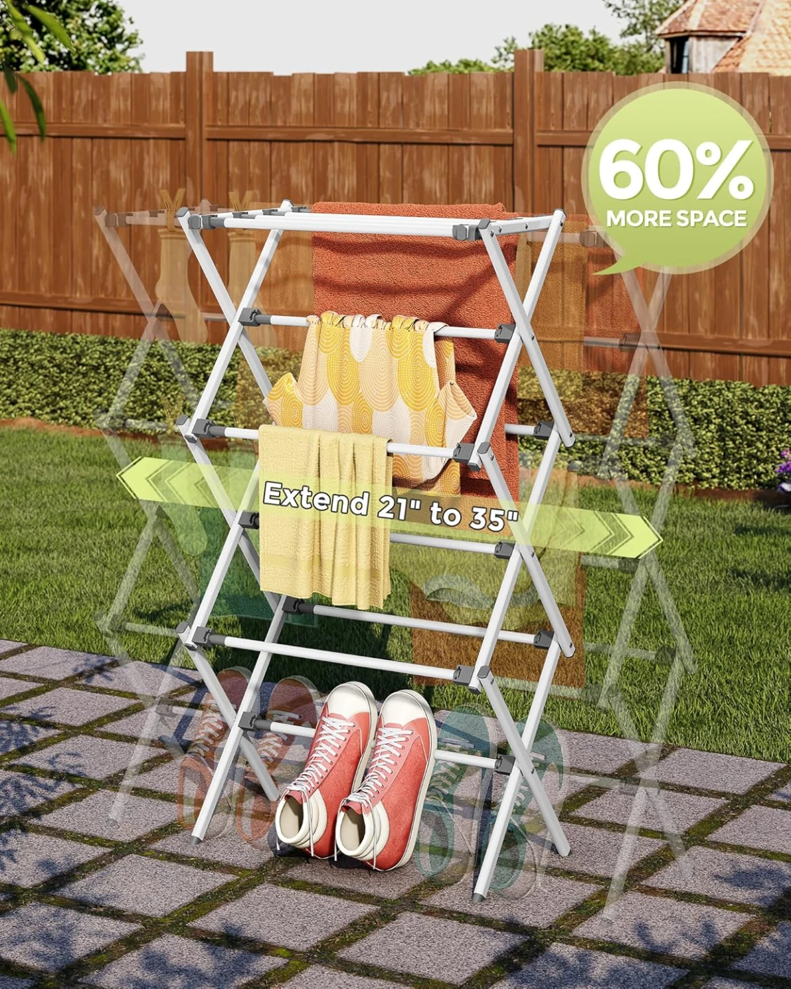 APEXCHASER Clothes Drying Rack, Expandable 3 Tiers Foldable - photo 5