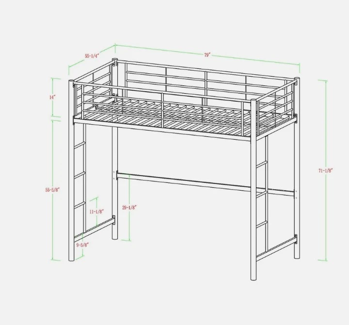 Walker Edison White Metal Twin Loft Bed Frame - photo 3