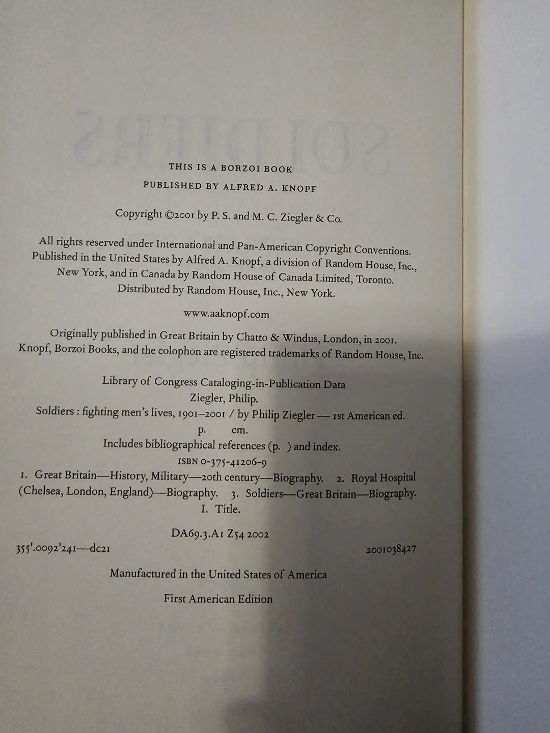 Philip Ziegler Soldiers: Fighting Men's Lives, 1901-2001 Book - photo 3