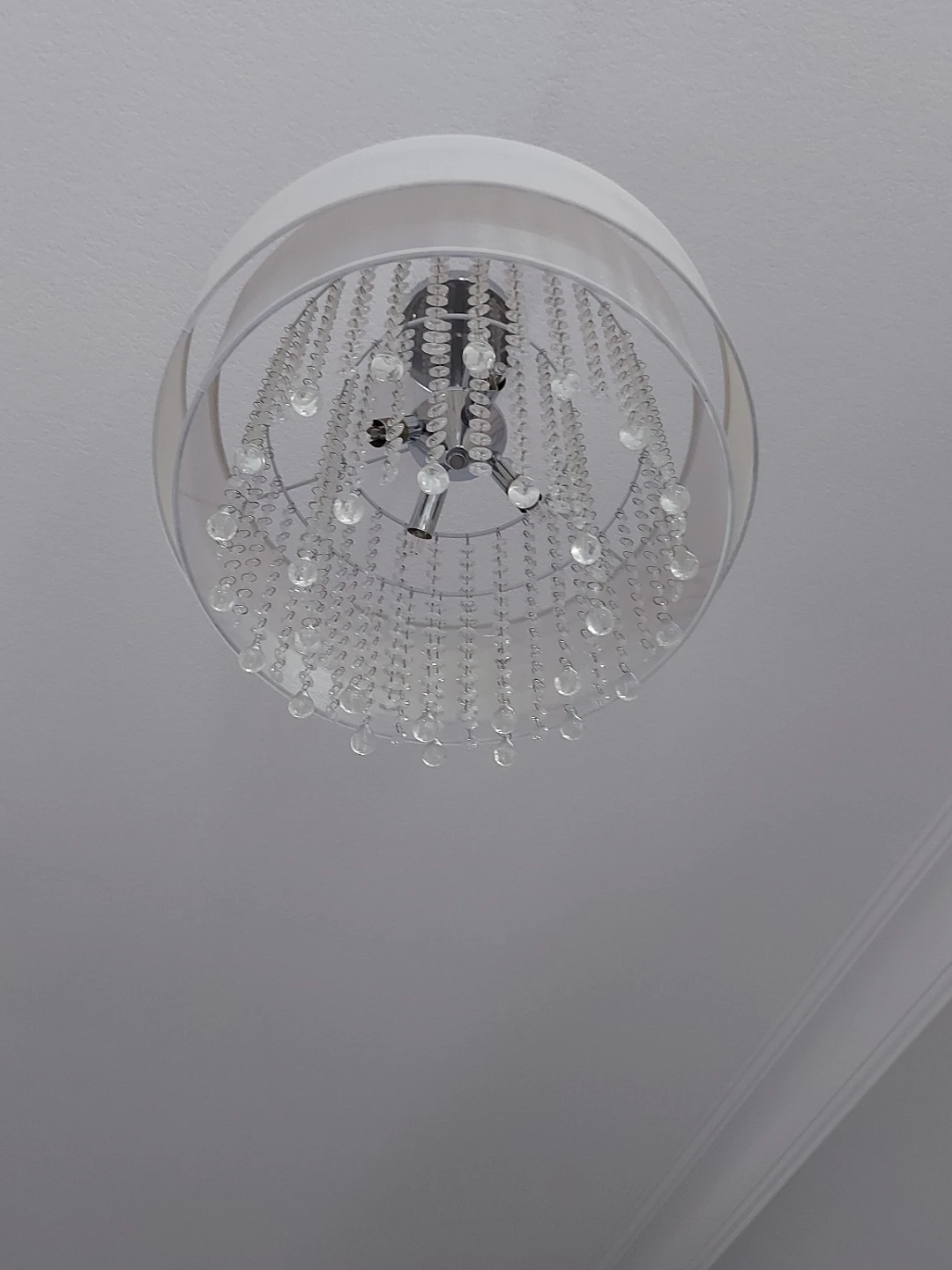 White Drum Chandelier with Crystal Beads - photo 3