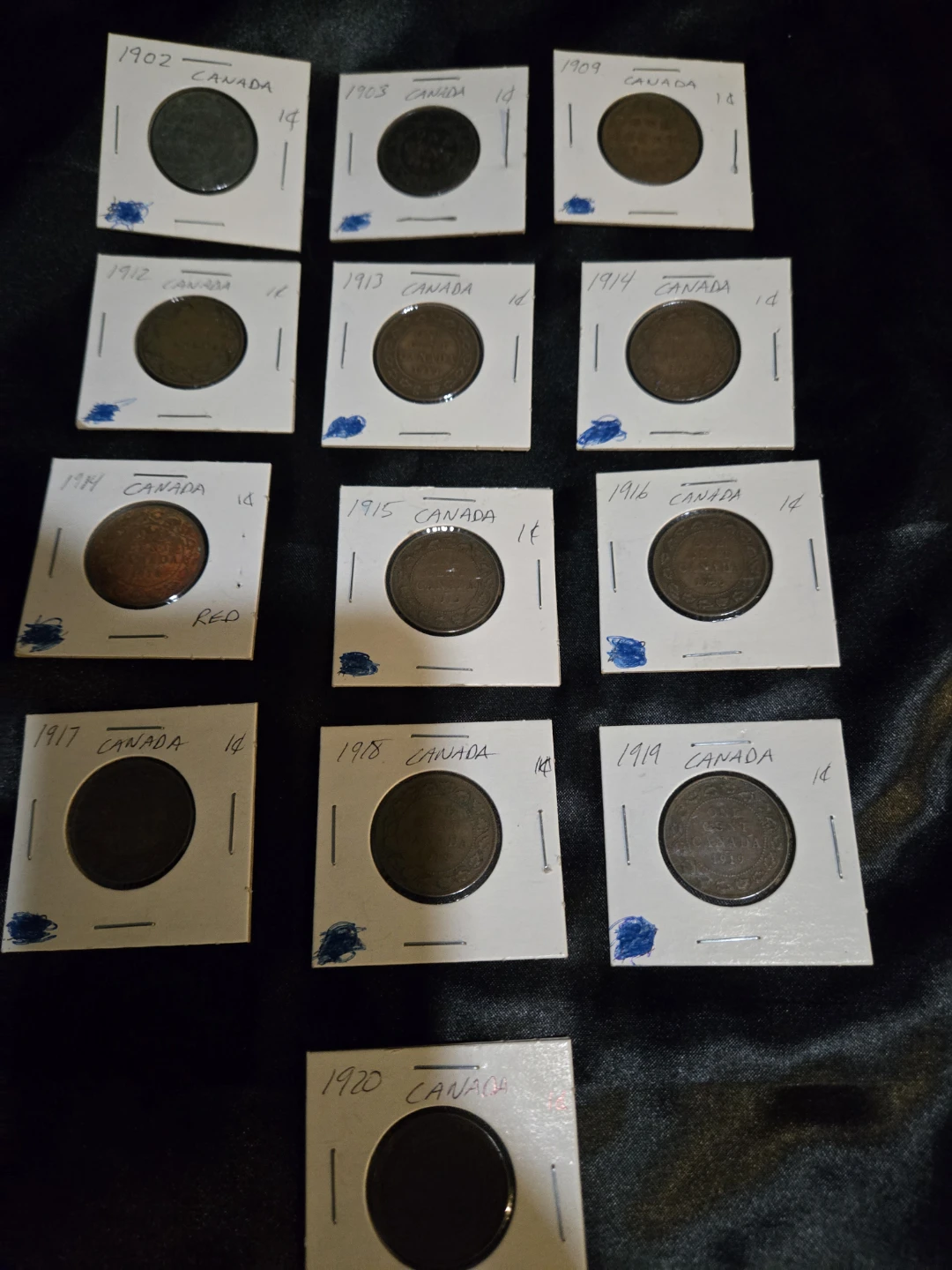 Collection of Canadian Pennies (1902-1920)