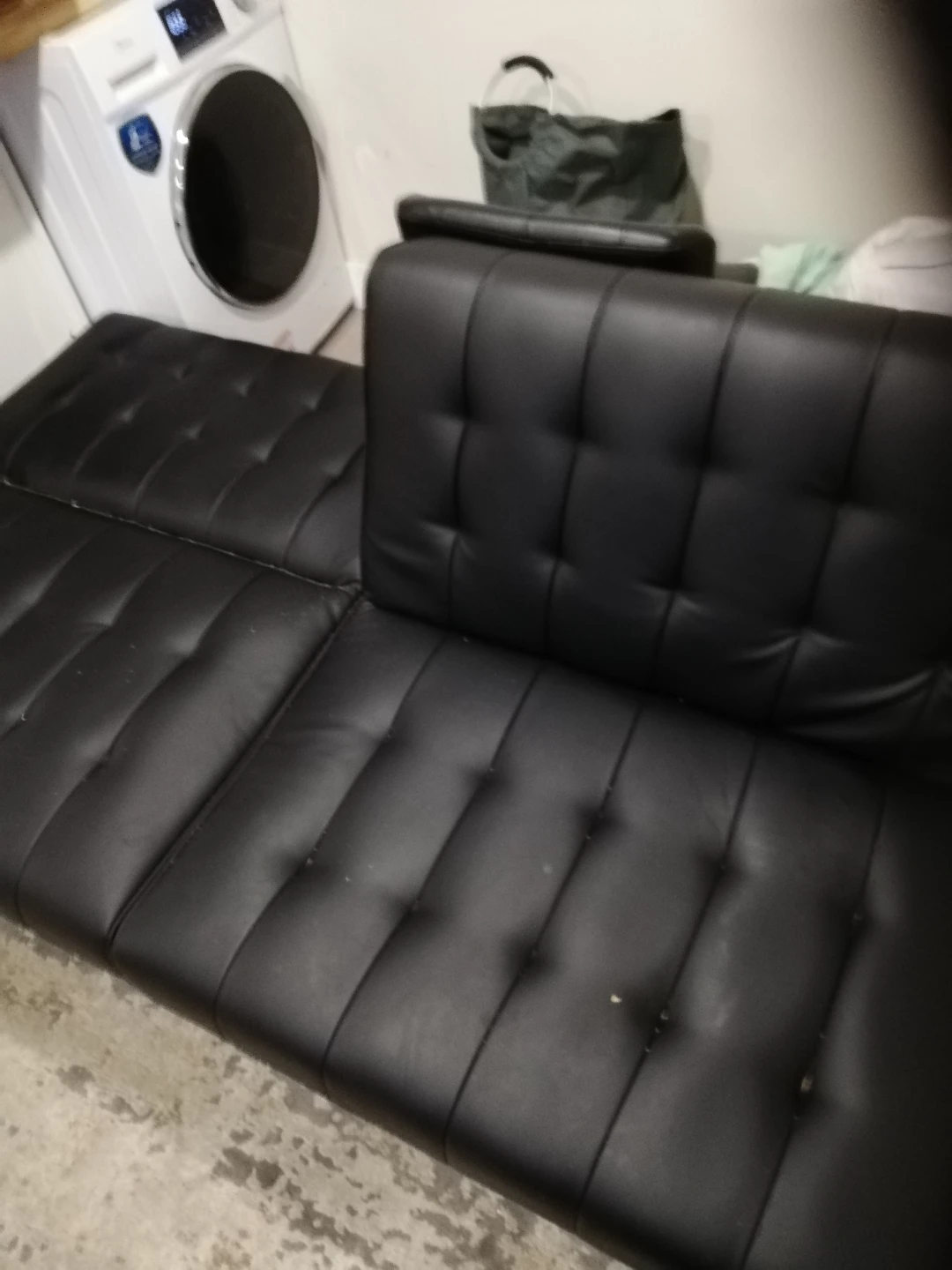 Black Faux Leather Futon Sofa Bed - photo 4