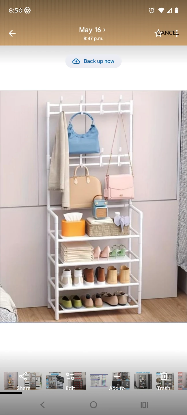 2 layers White Hall Tree Coat Rack with Shoe Storage Shelves