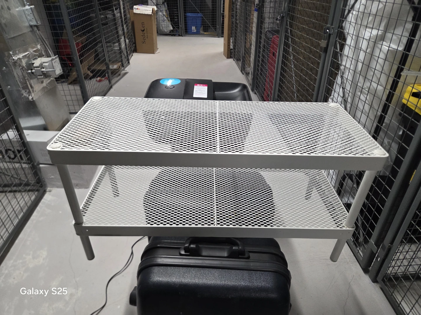 White 2-Tier Mesh Shelf Unit