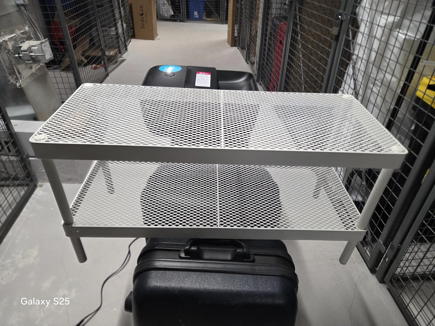 White 2-Tier Mesh Shelf Unit - photo 2