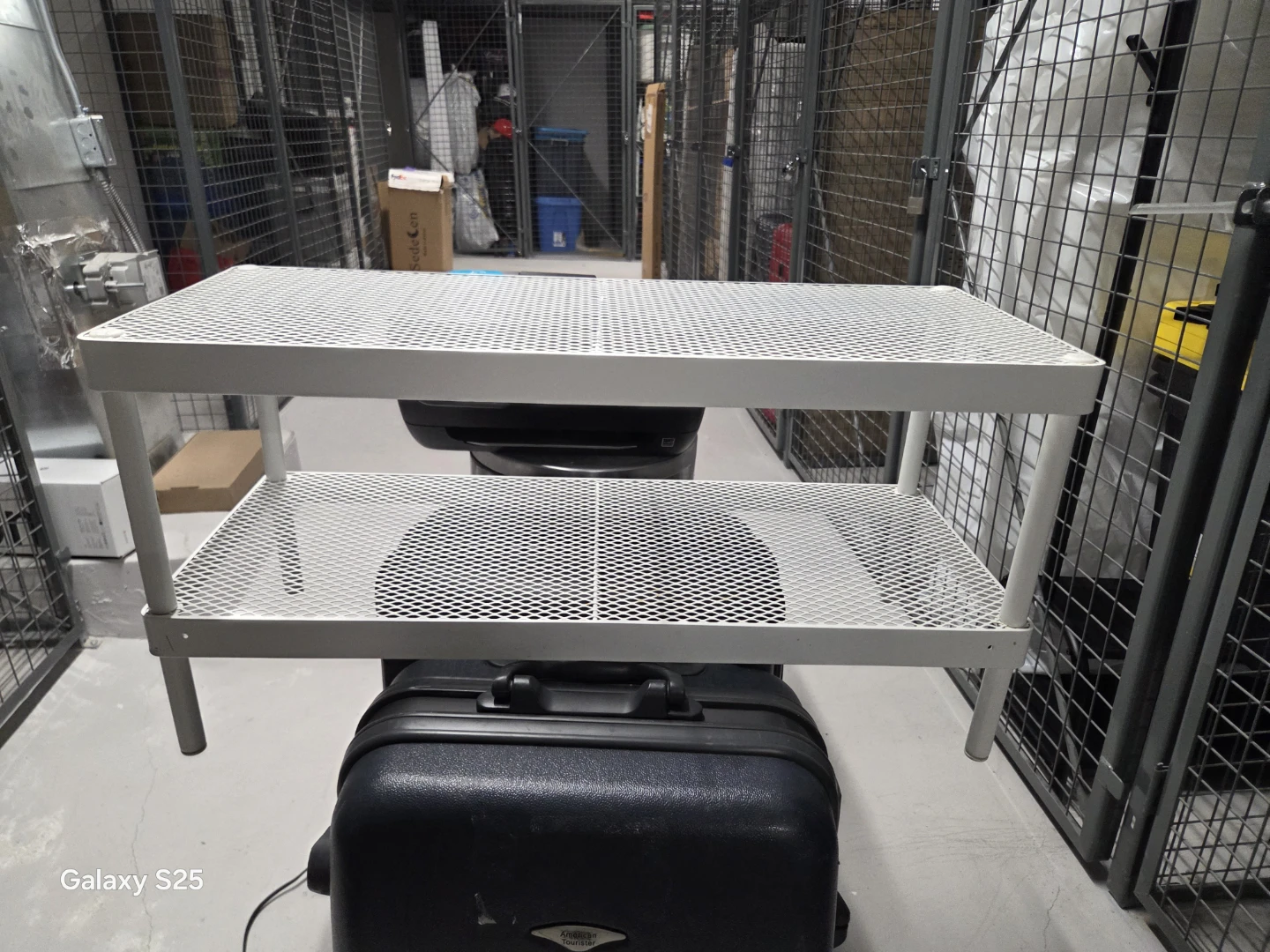 White 2-Tier Mesh Shelf Unit - photo 4