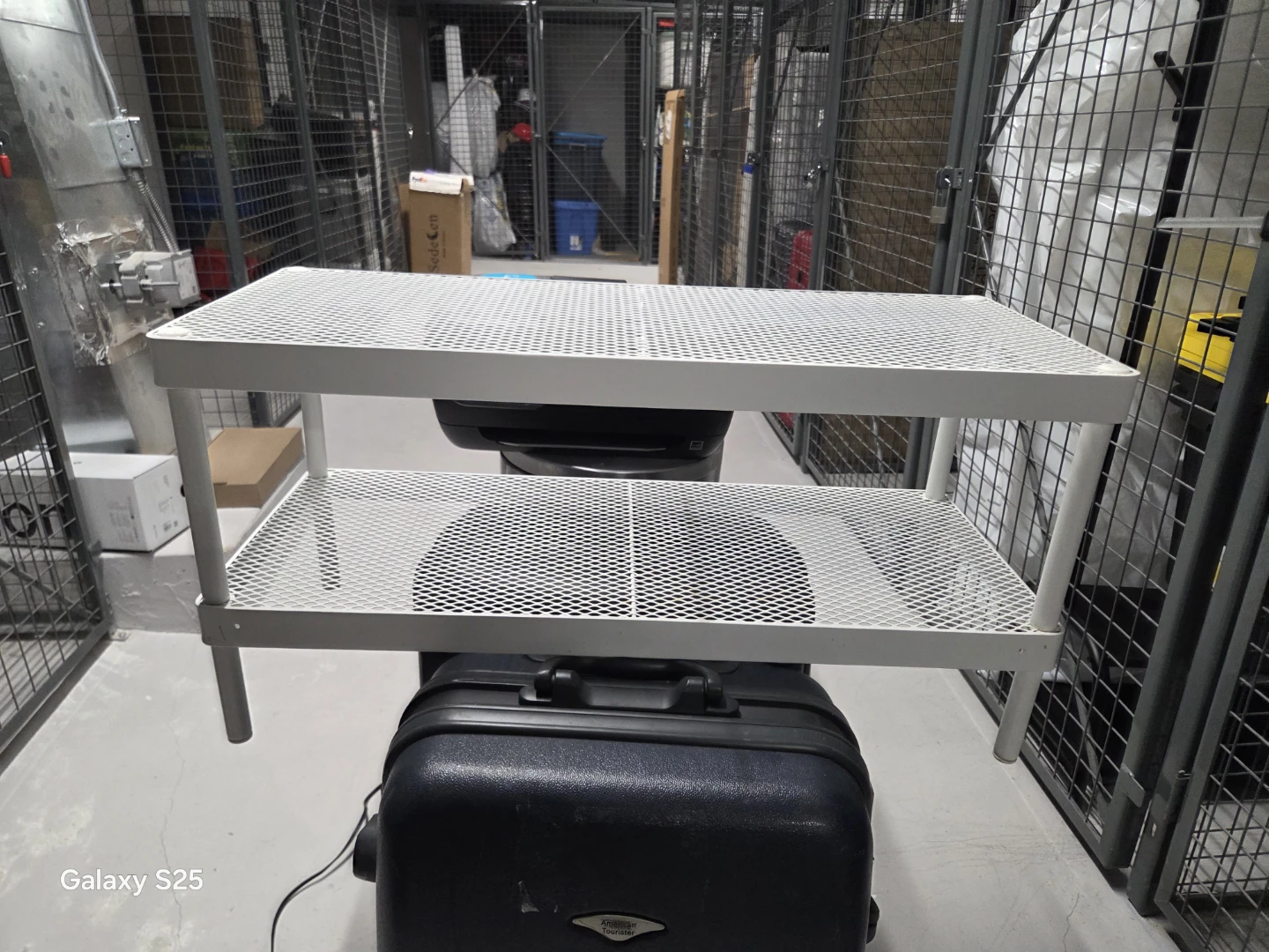 White 2-Tier Mesh Shelf Unit - photo 5