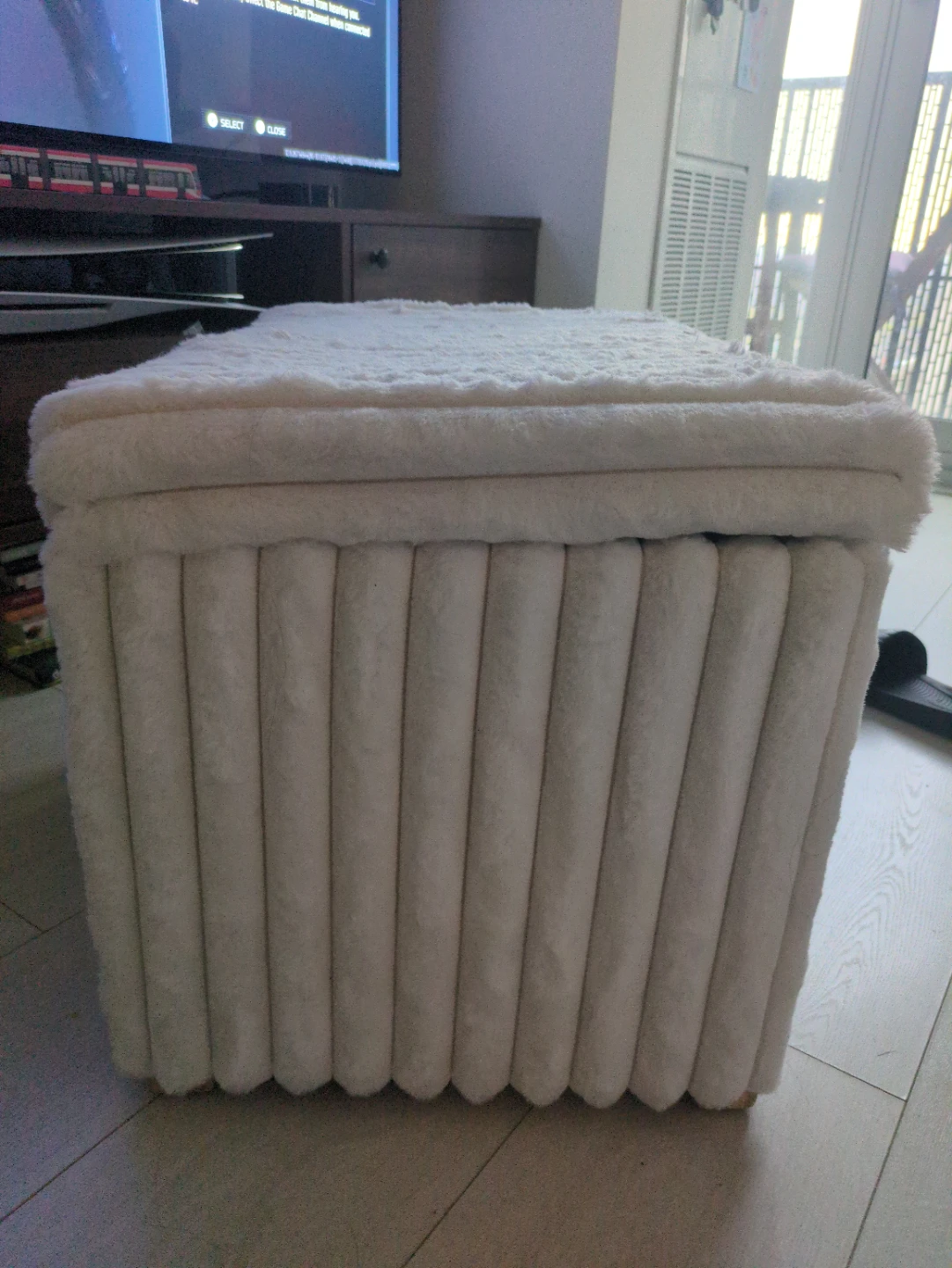 White Faux Fur Sofa with Ottoman - photo 4