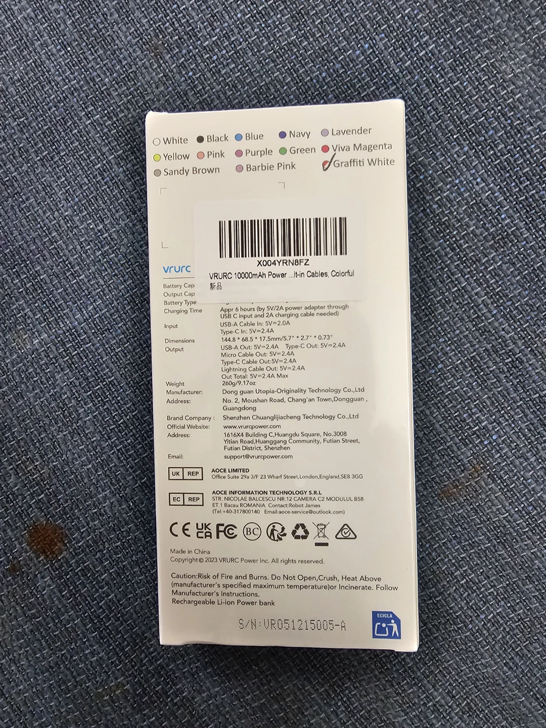 Vrurc 10000mAh Power Bank with Built-in Cables (Brand New) - photo 2