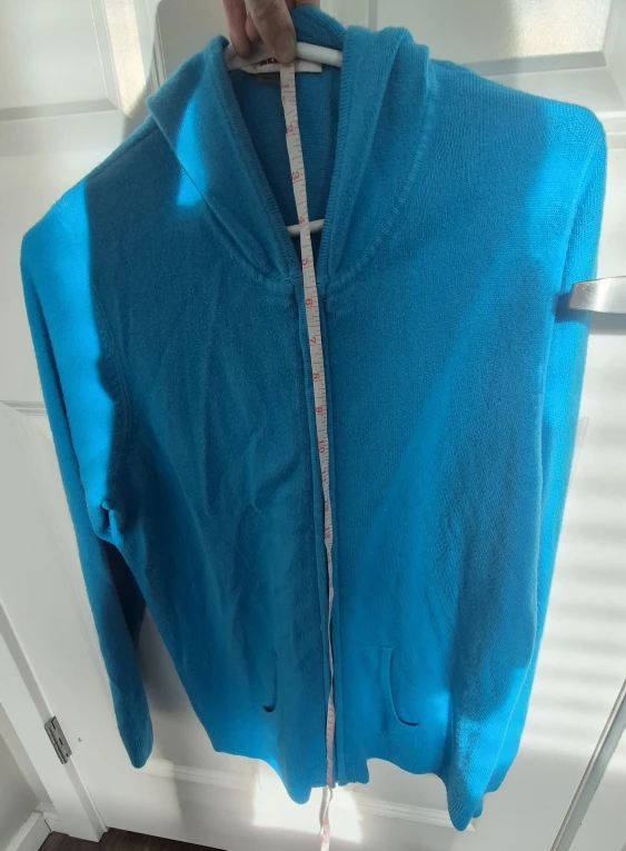Blue Hooded Zip-Up Sweater. Size L. - photo 4