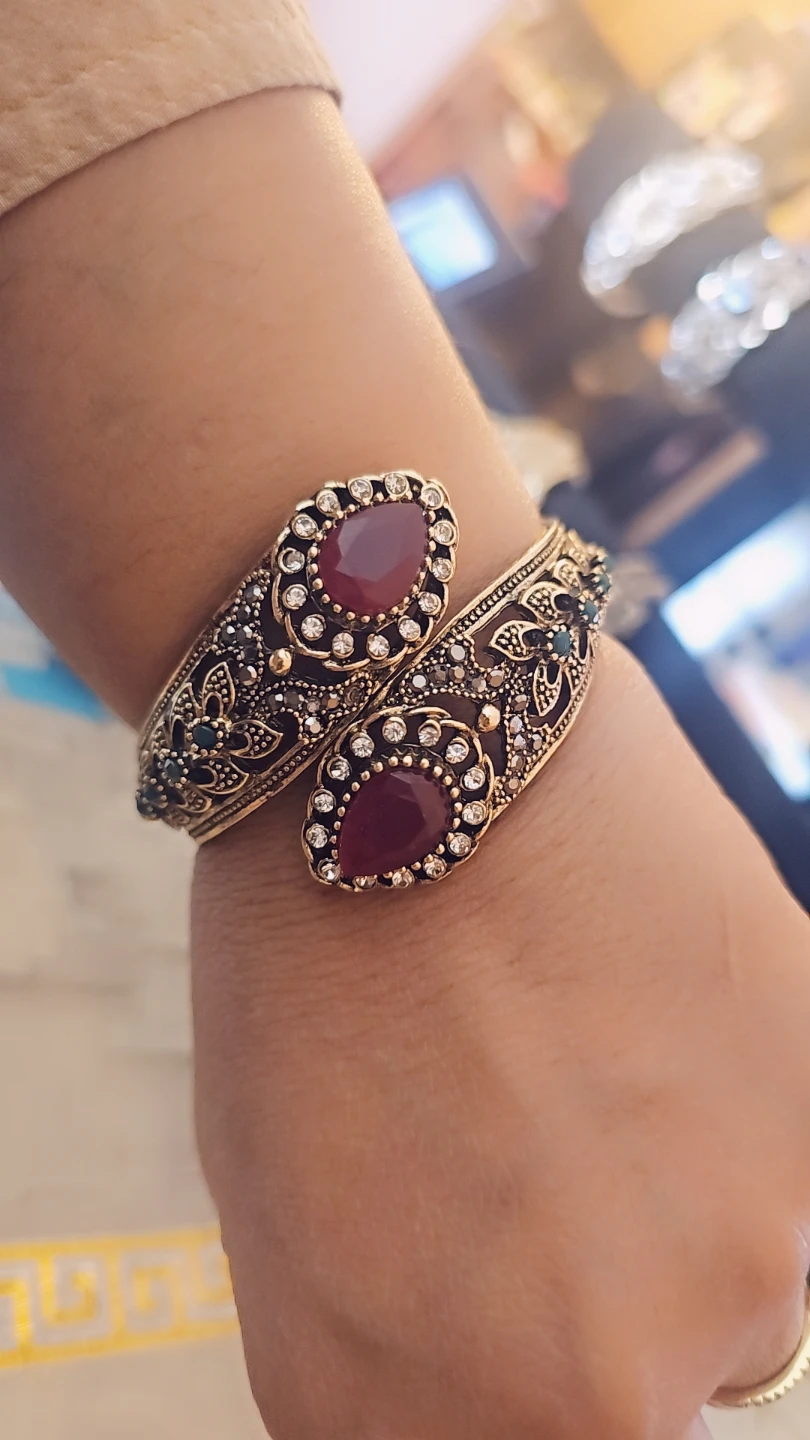 Turkish  Cuff Bracelet with Gemstones - photo 3