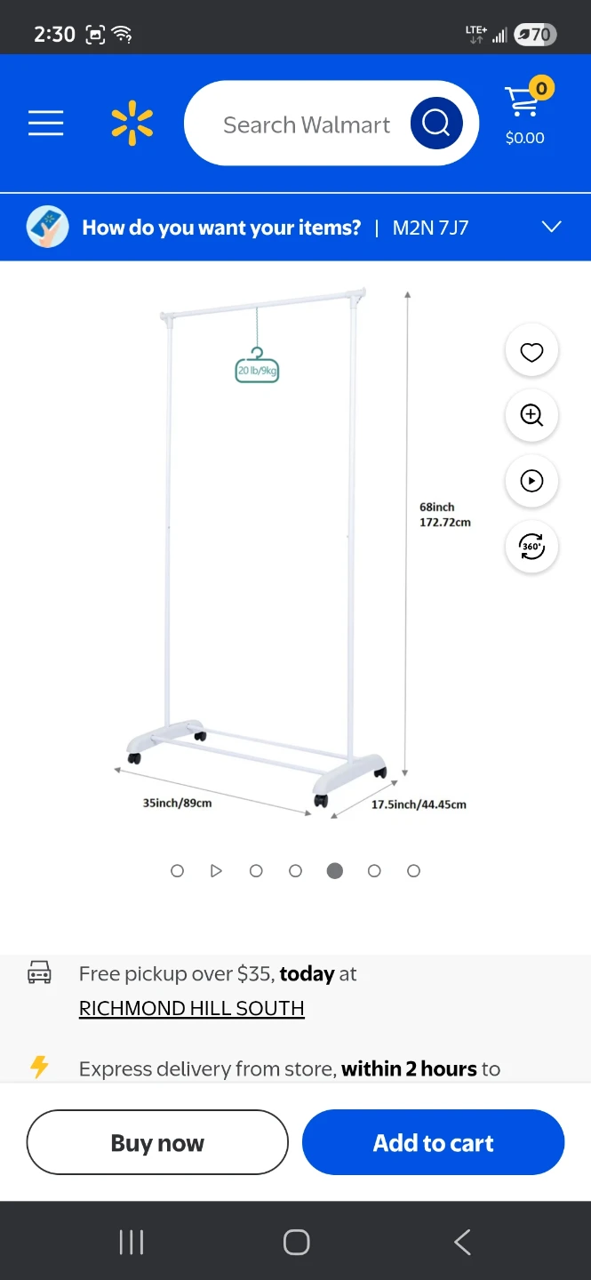 Mainstays White Single Rod Garment Rack