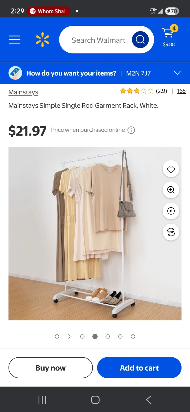 Mainstays White Single Rod Garment Rack - photo 2