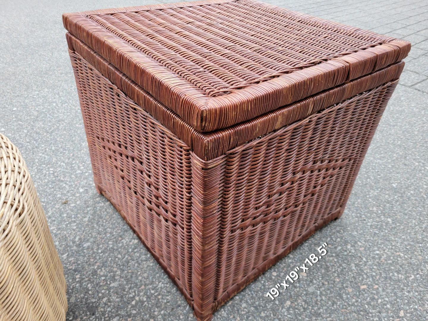 Vintage 90s IKEA Wicker Ottoman / Vintage Wicker Storage Trunk - photo 4