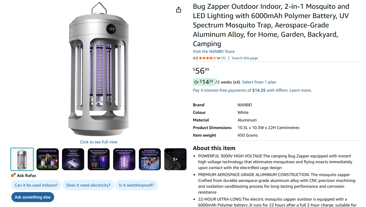 Bug Zapper & LED Light Combo - photo 2