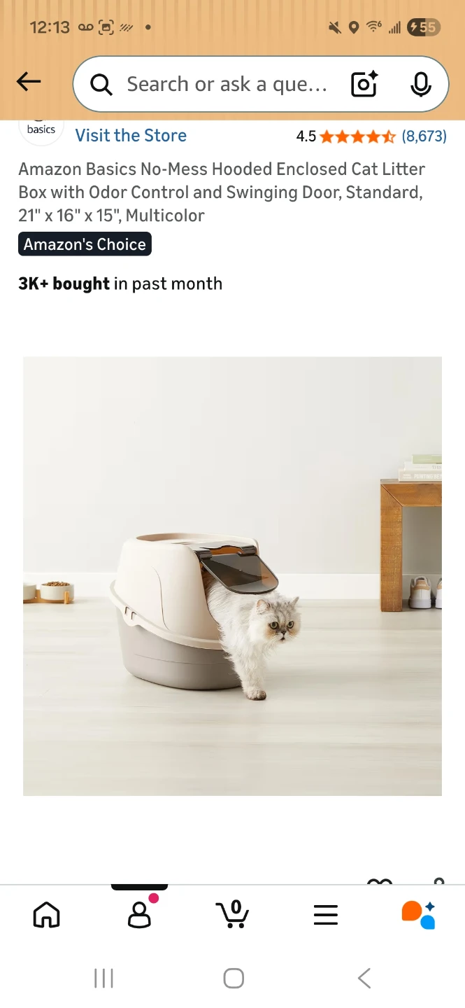 Amazon Basics No-Mess Hooded Enclosed Cat Litter Box