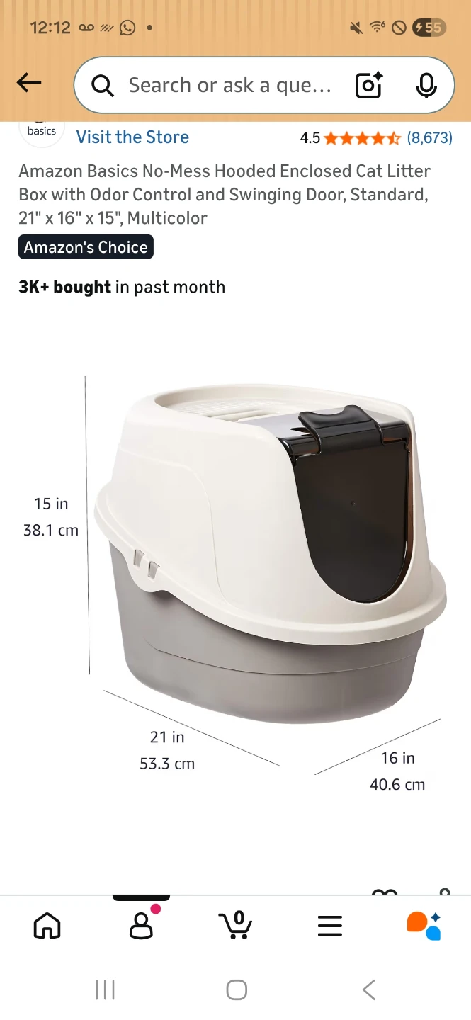 Amazon Basics No-Mess Hooded Enclosed Cat Litter Box - photo 2