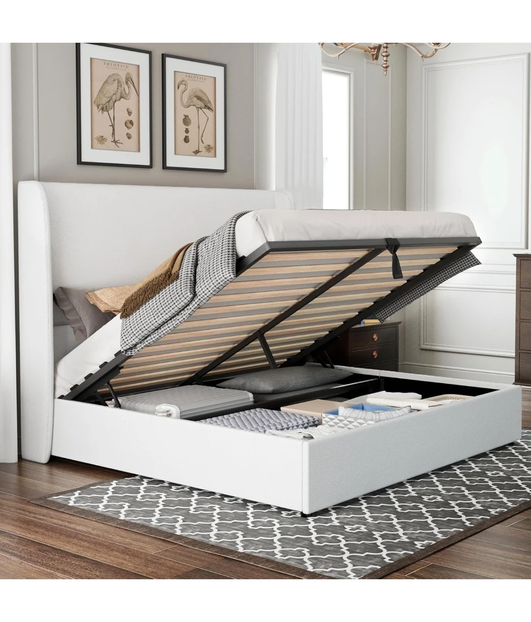 Queen Storage Bed Frame with mattress - photo 3
