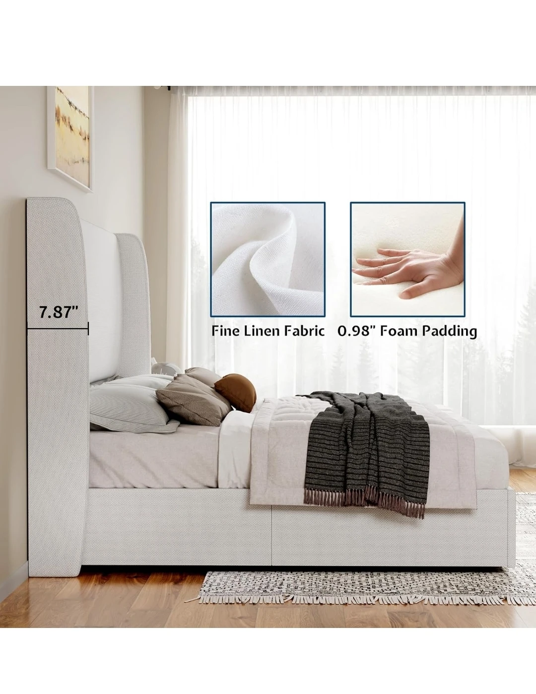 Queen Storage Bed Frame with mattress - photo 5