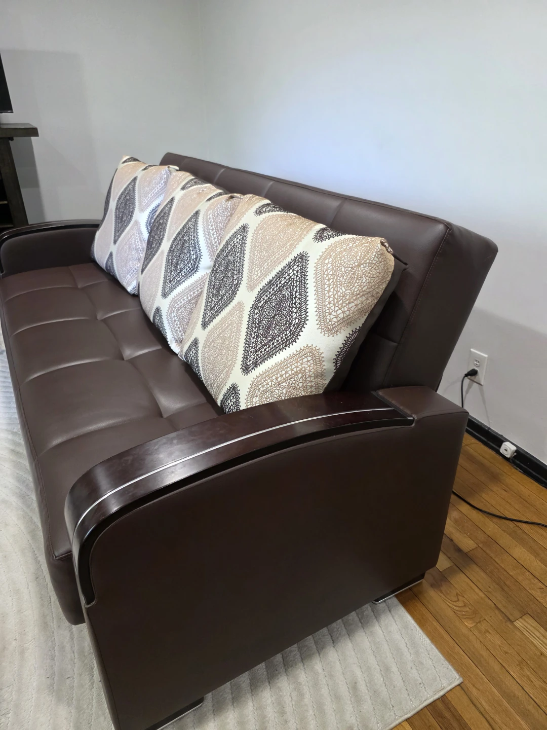 Brown Faux Leather Sofa with Storage - photo 3