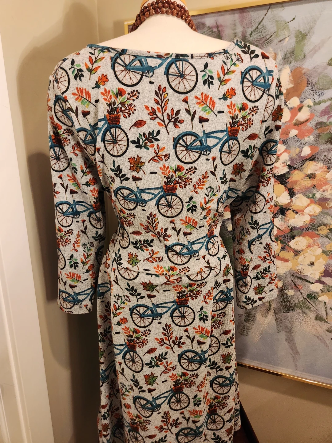 Stretchy Women's Dress with Bicycle Print - photo 4