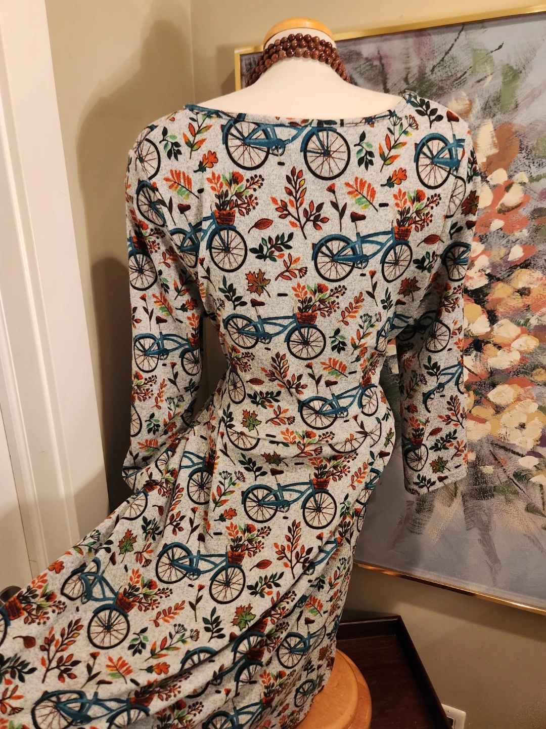 Stretchy Women's Dress with Bicycle Print - photo 5