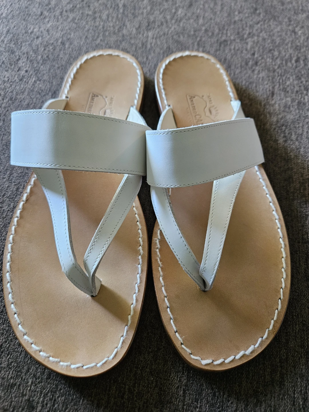 Americanino Capri White Leather Thong Sandals - Size 42