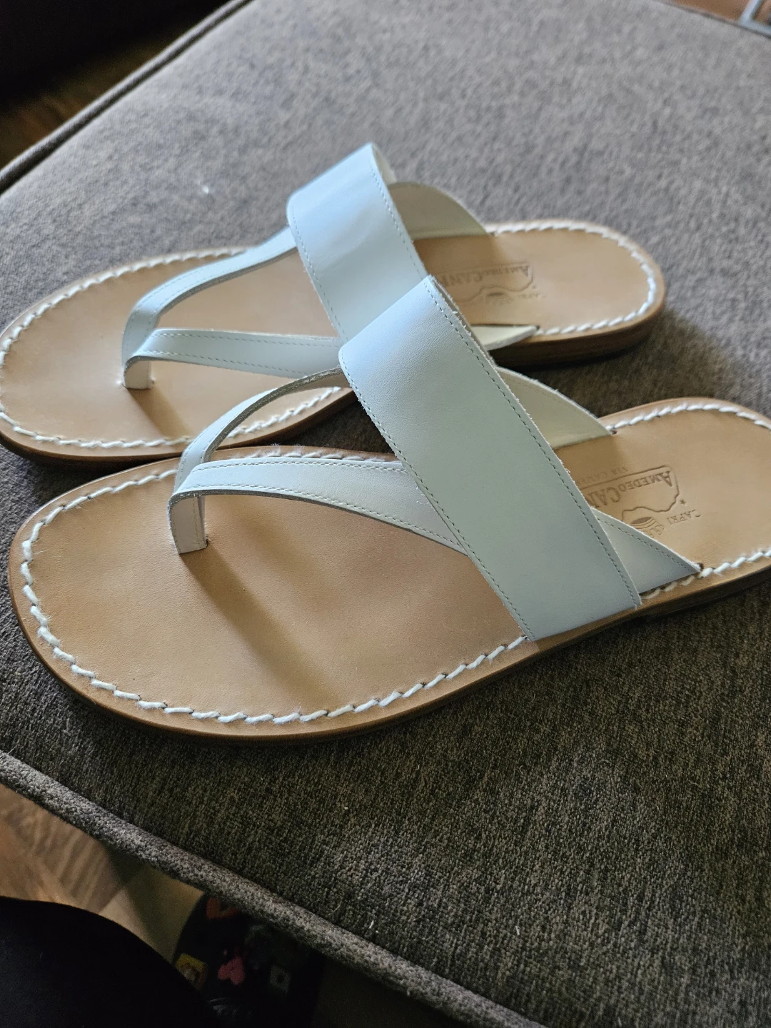 Americanino Capri White Leather Thong Sandals - Size 42 - photo 3