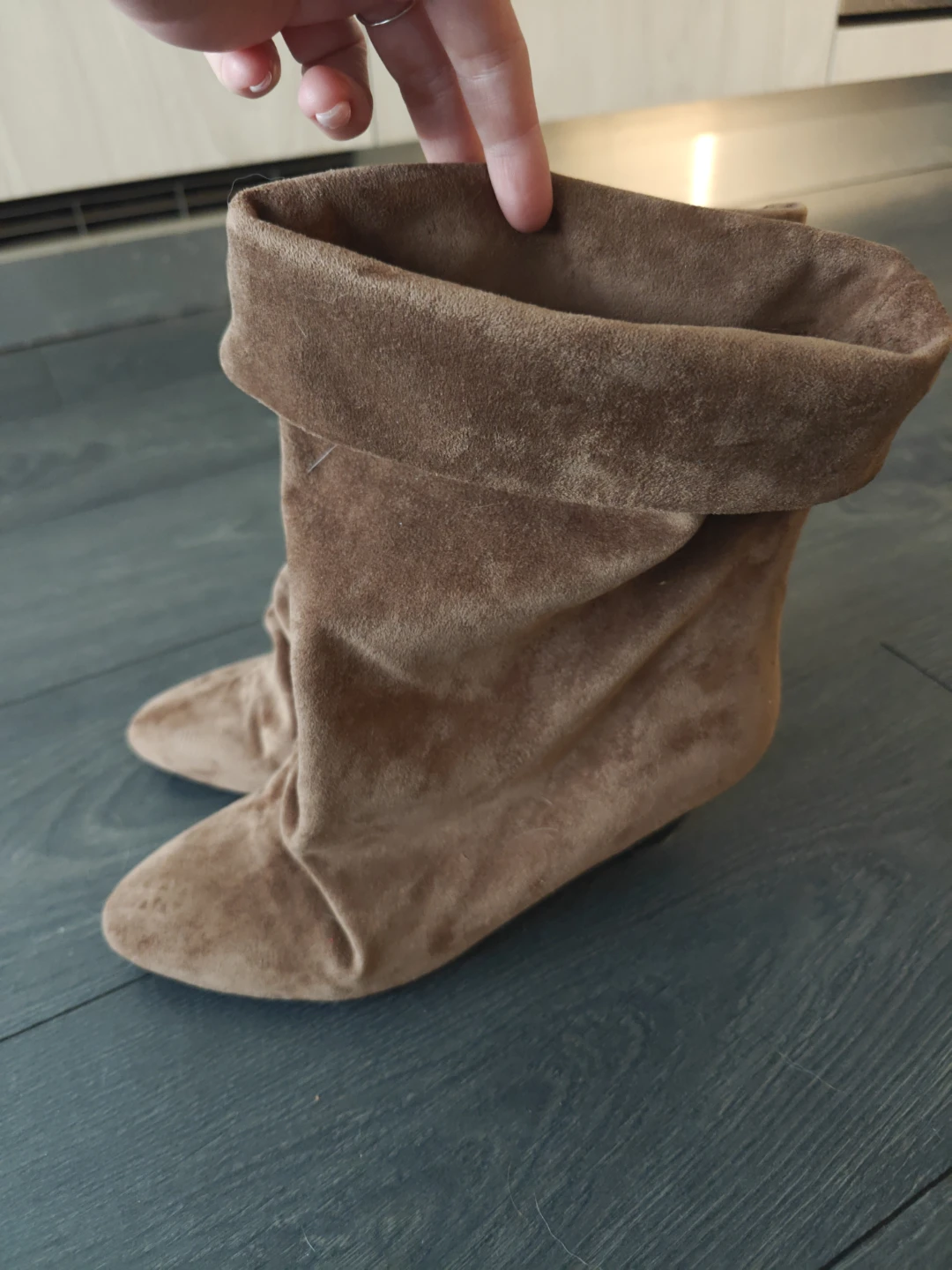Brown Suede Slouch Boots