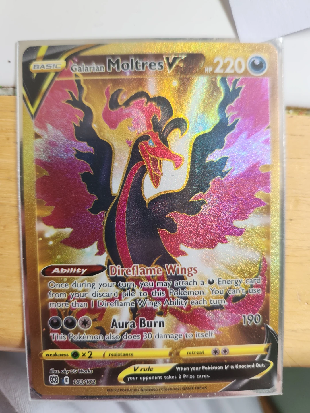 Pokémon Golden Galarian Moltres V Trading Card