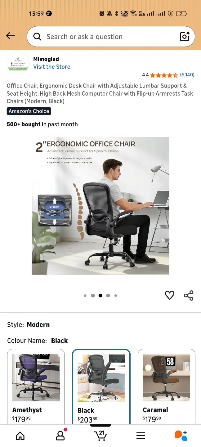 New Ergonomic Office Chair - Black - photo 3