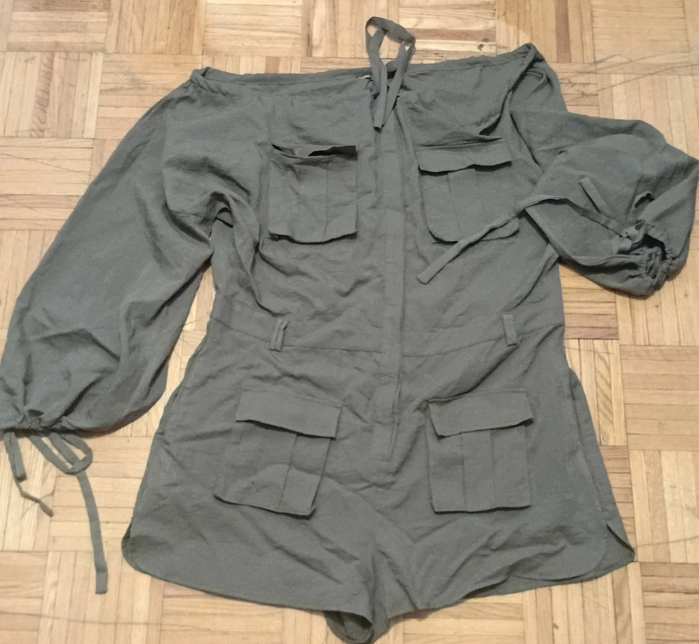 Fashion Nova Olive Green Utility Romper