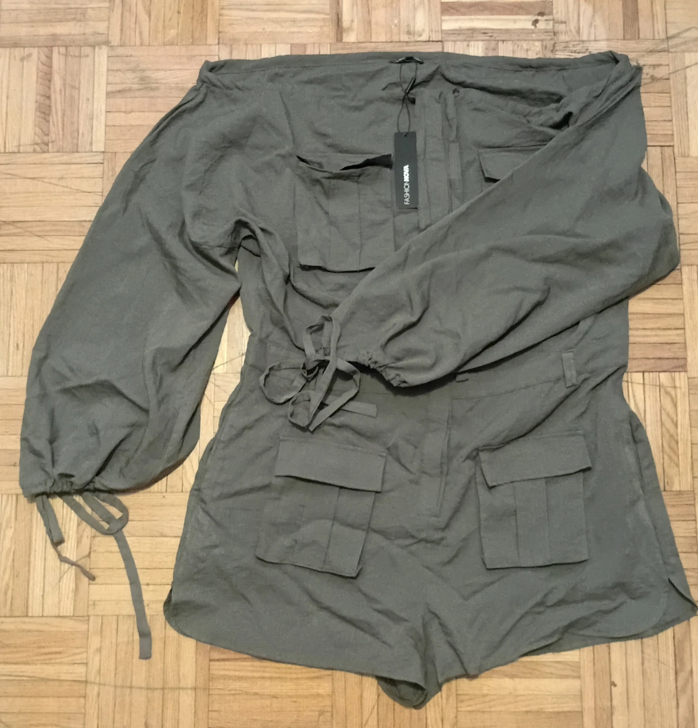 Fashion Nova Olive Green Utility Romper - photo 2