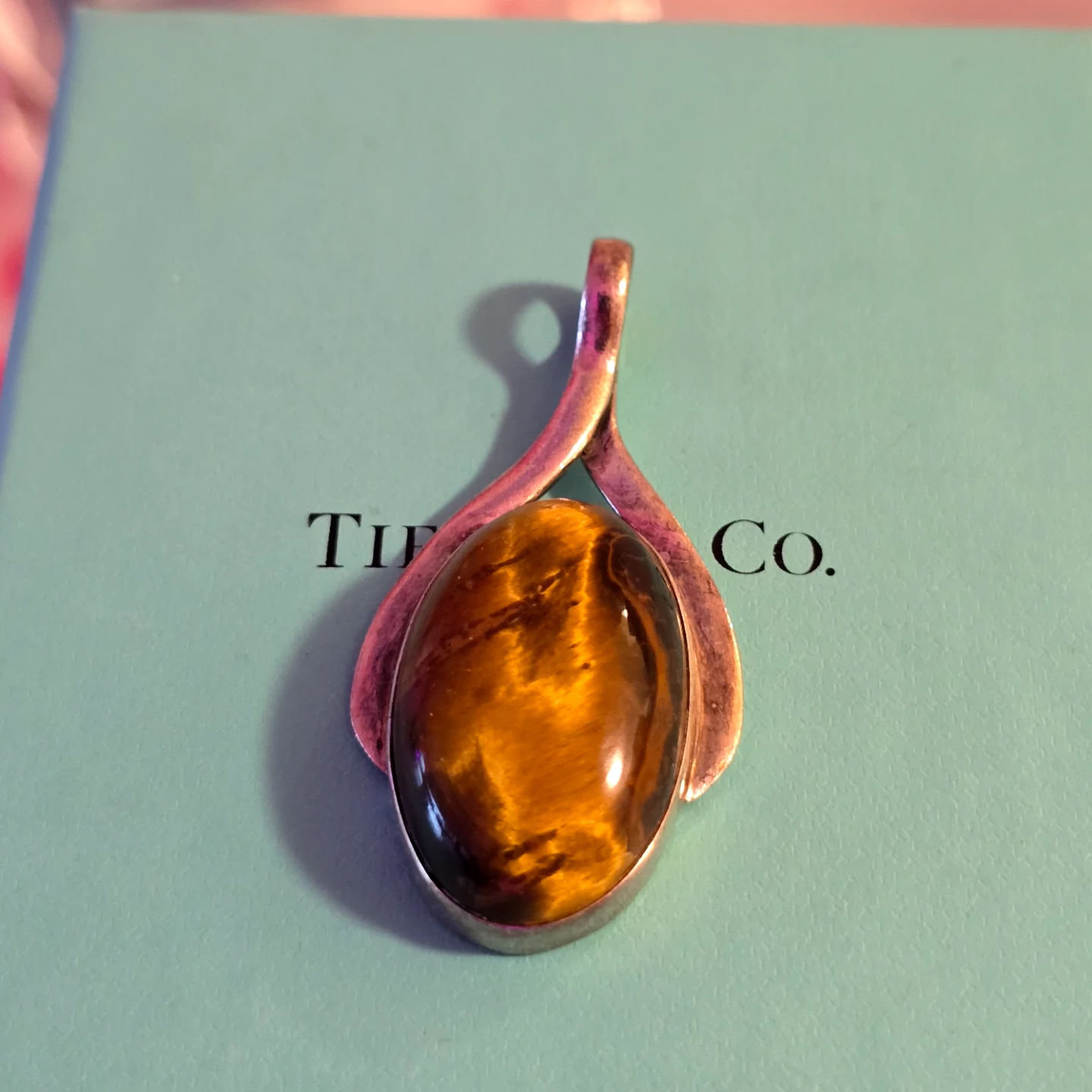 Vintage 925 Silver Tiger Eye stone pendant sale - photo 5