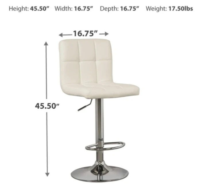 White Faux Leather Adjustable Bar Stool