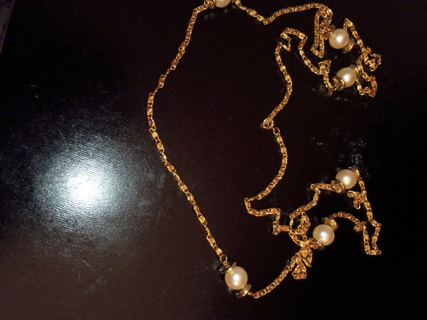 Gold Tone Necklace with Faux Pearls - photo 2