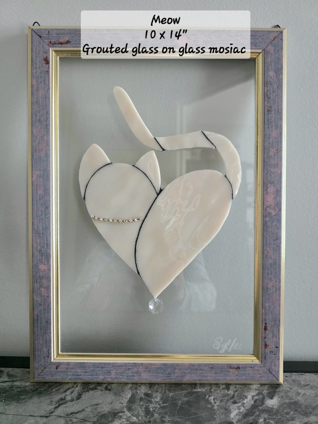 "Cat Love" Grouted Glass Mosaic Art