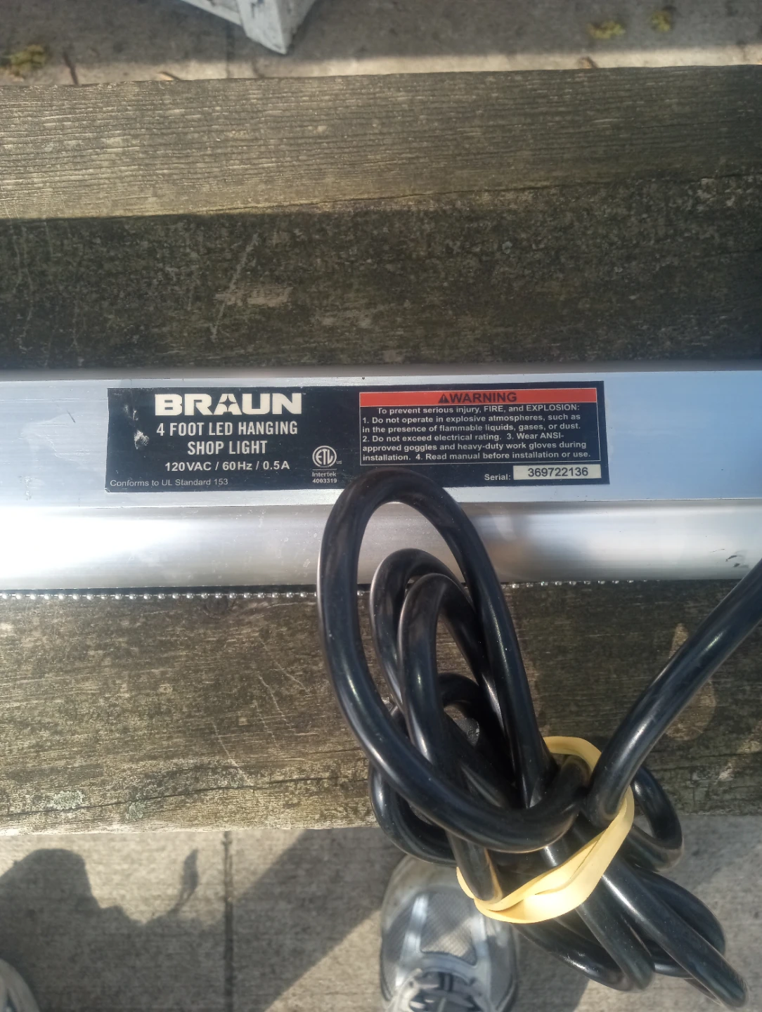 Braun 4 Foot LED Hanging Shop Light