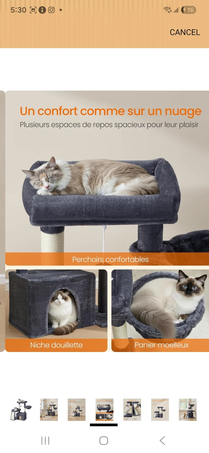 Feandrea Cat Tree with Scratching Poles, Bed, Platforms - photo 4