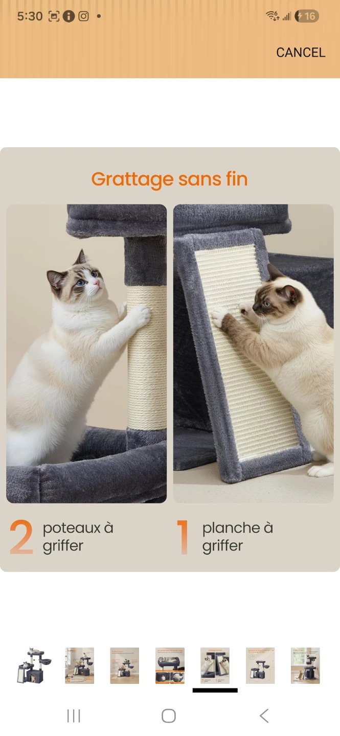 Feandrea Cat Tree with Scratching Poles, Bed, Platforms - photo 5