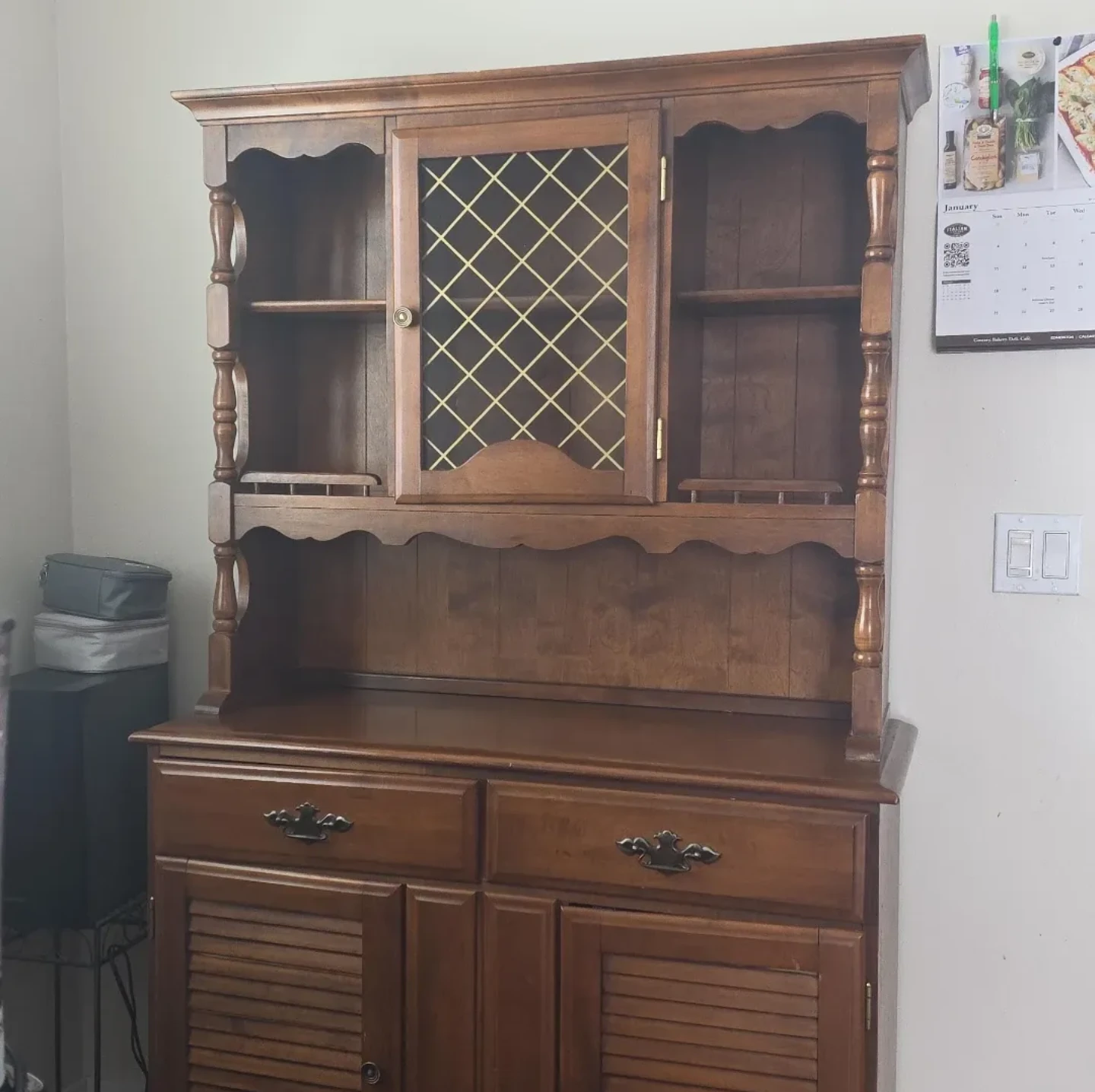 Wooden Hutch with Glass Door