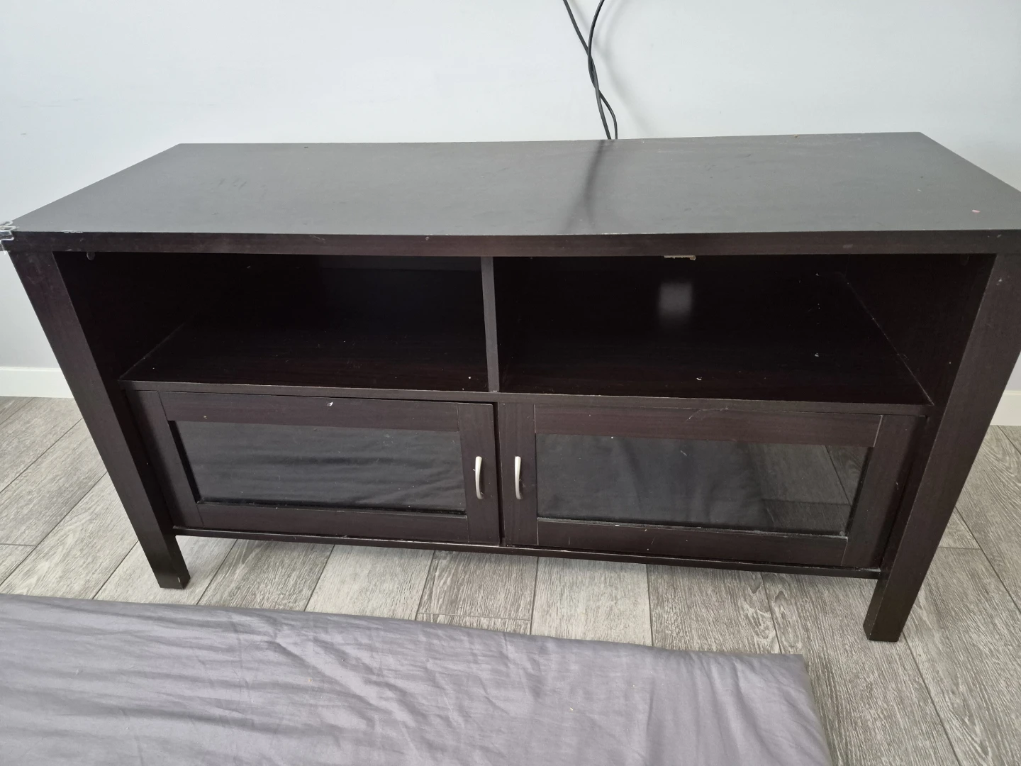 Dark Wood TV Stand with Glass Doors - photo 3