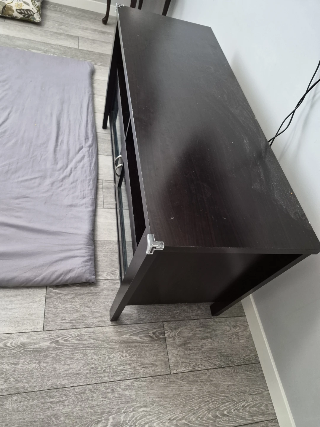 Dark Wood TV Stand with Glass Doors - photo 4